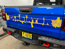 Load image into Gallery viewer, Rubicon Jeep Gladiator Tailgate Badging Kit - Custom Painted - Color Matched Gray Center and Gloss Red Trim - 2 Piece