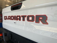 Load image into Gallery viewer, Mojave Jeep Gladiator Tailgate Badging Kit - Custom Painted - Color Matched Gray Center and Mojave Trim - 2 Piece