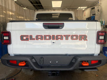 Load image into Gallery viewer, Mojave Jeep Gladiator Tailgate Badging Kit - Custom Painted - Color Matched Gray Center and Mojave Trim - 2 Piece
