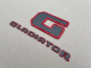 Jeep Gladiator Rubicon Fender Badge Kit - Custom Painted - Color Matched Gray Center and Rubicon Trim Piece