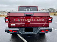 Load image into Gallery viewer, Rubicon Jeep Gladiator Tailgate Badging Kit - Custom Painted - Color Matched Gray Center and Gloss Red Trim - 2 Piece
